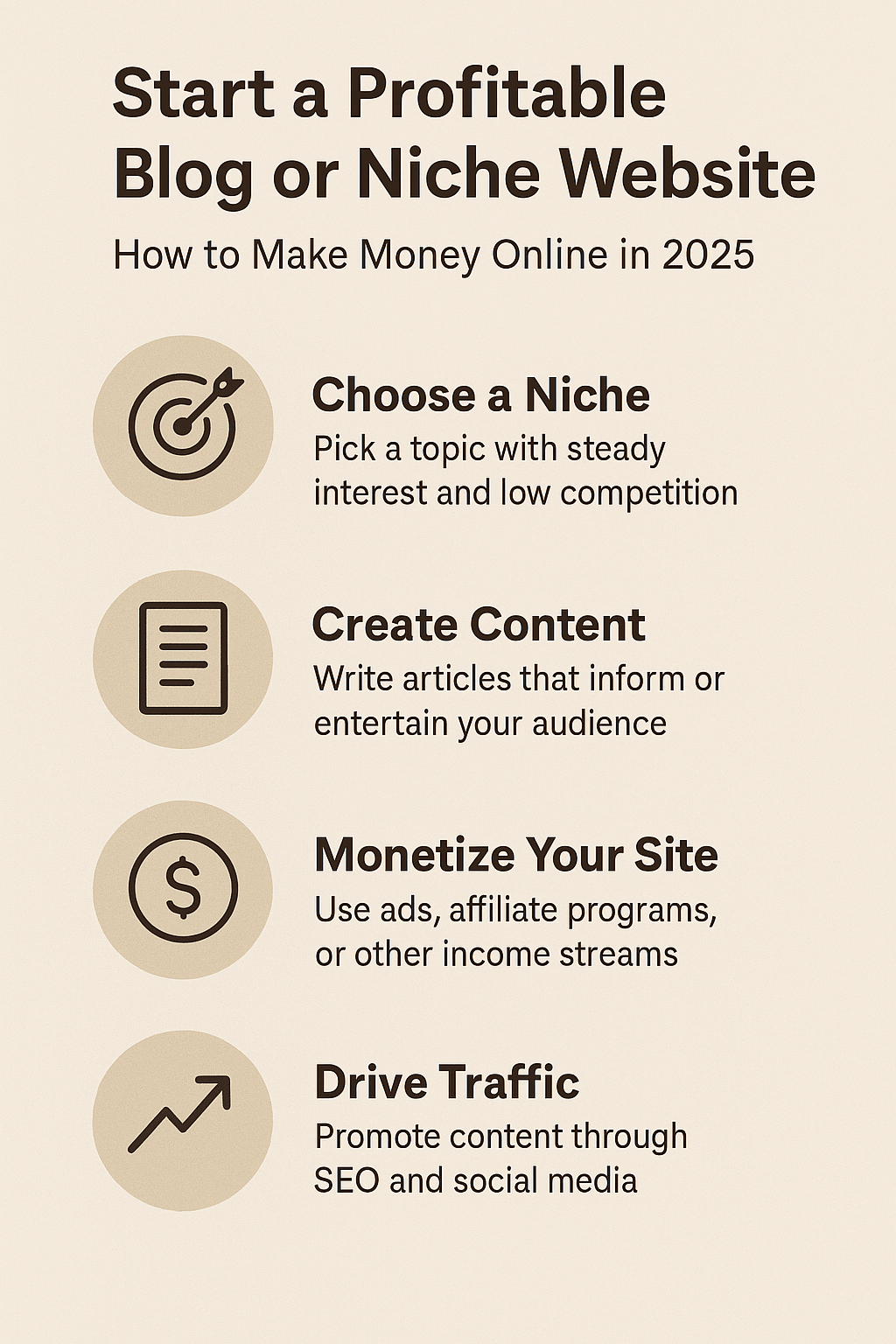 Start a porfitable blog or niche website